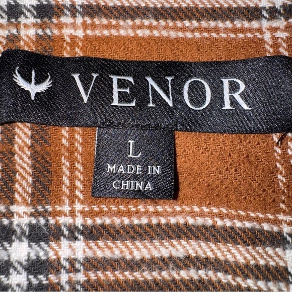 Vendor Women’s  Flannel Shirt Sz Large Brown 💯 Cotton LSleeve Pearl Snaps Fringe - Picture 8 of 10